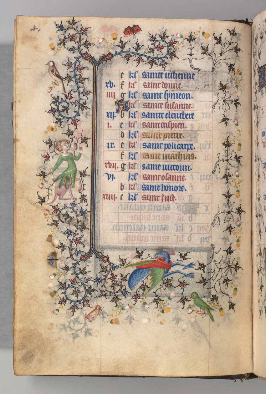 Timmar för Karl den ädle, kung av Navarra 1361-1425: fol. 2v, februari, c. 1405. av Master of the Brussels Initials and Associates