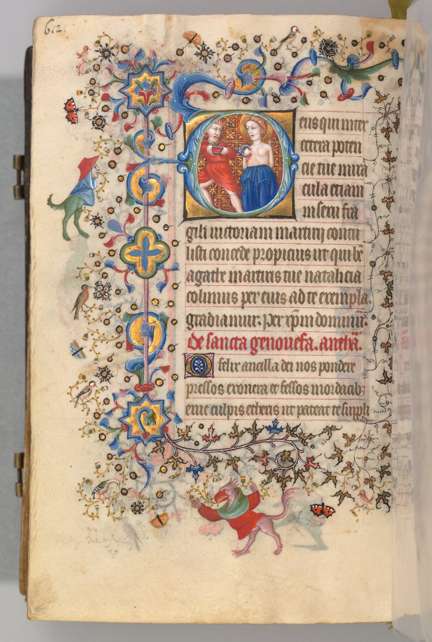 Timmar för Karl den ädle, kung av Navarra 1361-1425, fol. 300v, St. Agatha, ca. 1405. av Master of the Brussels Initials and Associates