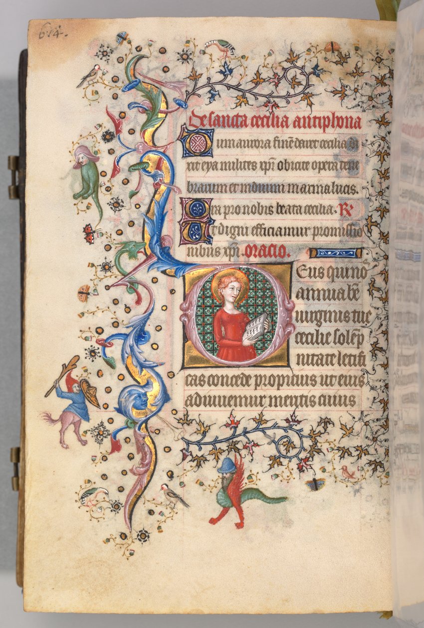 Timmar för Karl den ädle, kung av Navarra 1361-1425, fol. 301v, S:ta Cecilia, ca. 1405. av Master of the Brussels Initials and Associates