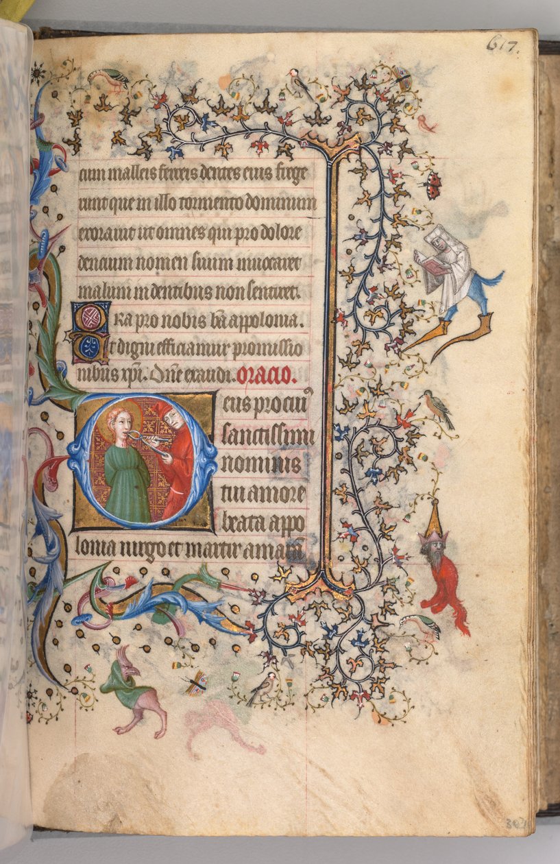 Timmar för Karl den ädle, kung av Navarra 1361-1425, fol. 303r, St. Apollonia, ca. 1405. av Master of the Brussels Initials and Associates