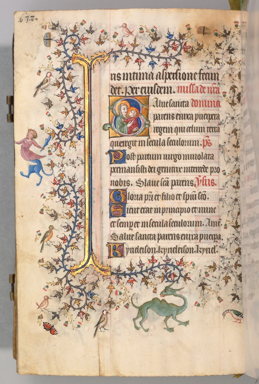 Timmar för Karl den ädle, kung av Navarra 1361-1425, fol. 313v, Jungfru och barn, ca. 1405. av Master of the Brussels Initials and Associates