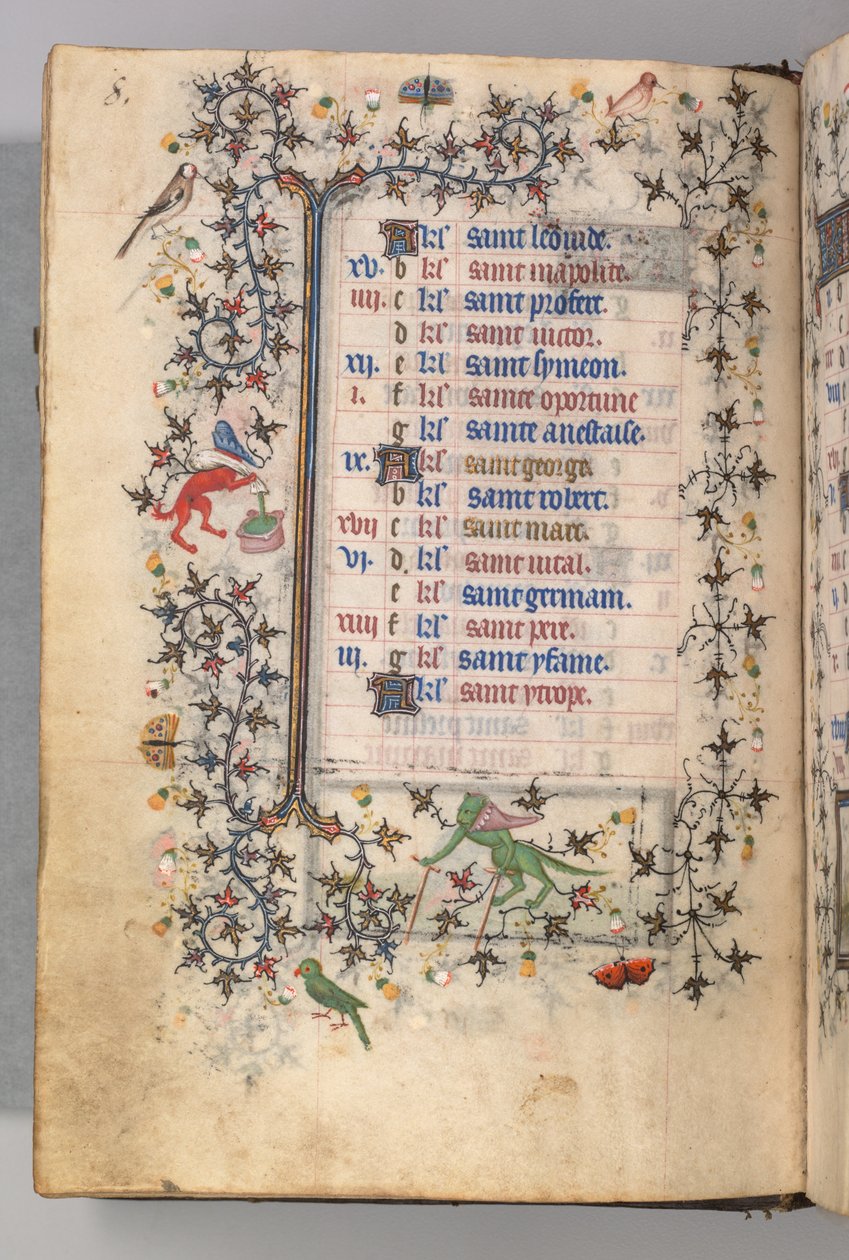 Timmar för Karl den ädle, kung av Navarra 1361-1425: fol. 4v, april, c. 1405. av Master of the Brussels Initials and Associates