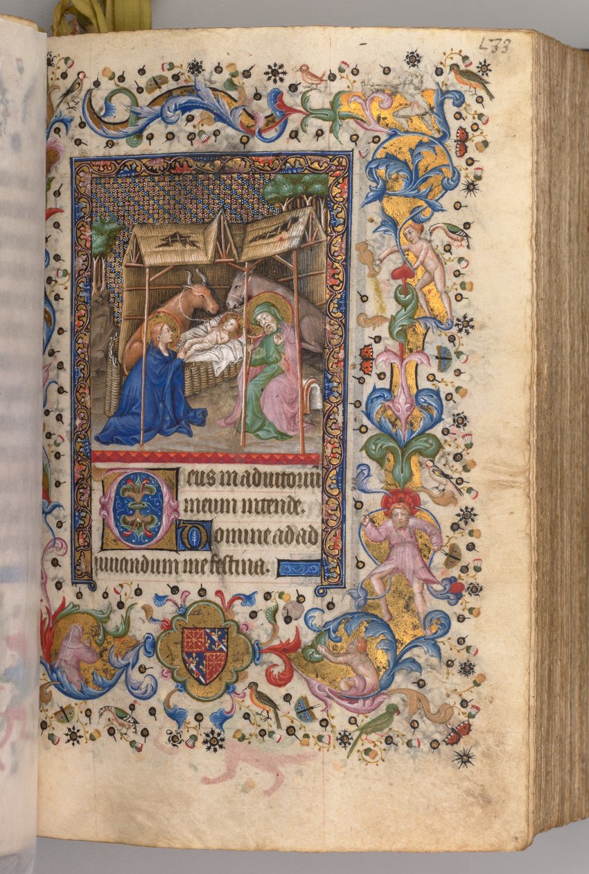 Timmar för Karl den ädle, kung av Navarra 1361-1425: fol. 67r, Nativity Prime, ca. 1405. av Master of the Brussels Initials and Associates
