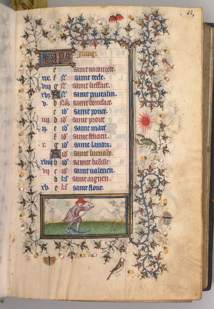 Timmar för Karl den ädle, kung av Navarra 1361-1425: fol. 6r, juni, c. 1405. av Master of the Brussels Initials and Associates