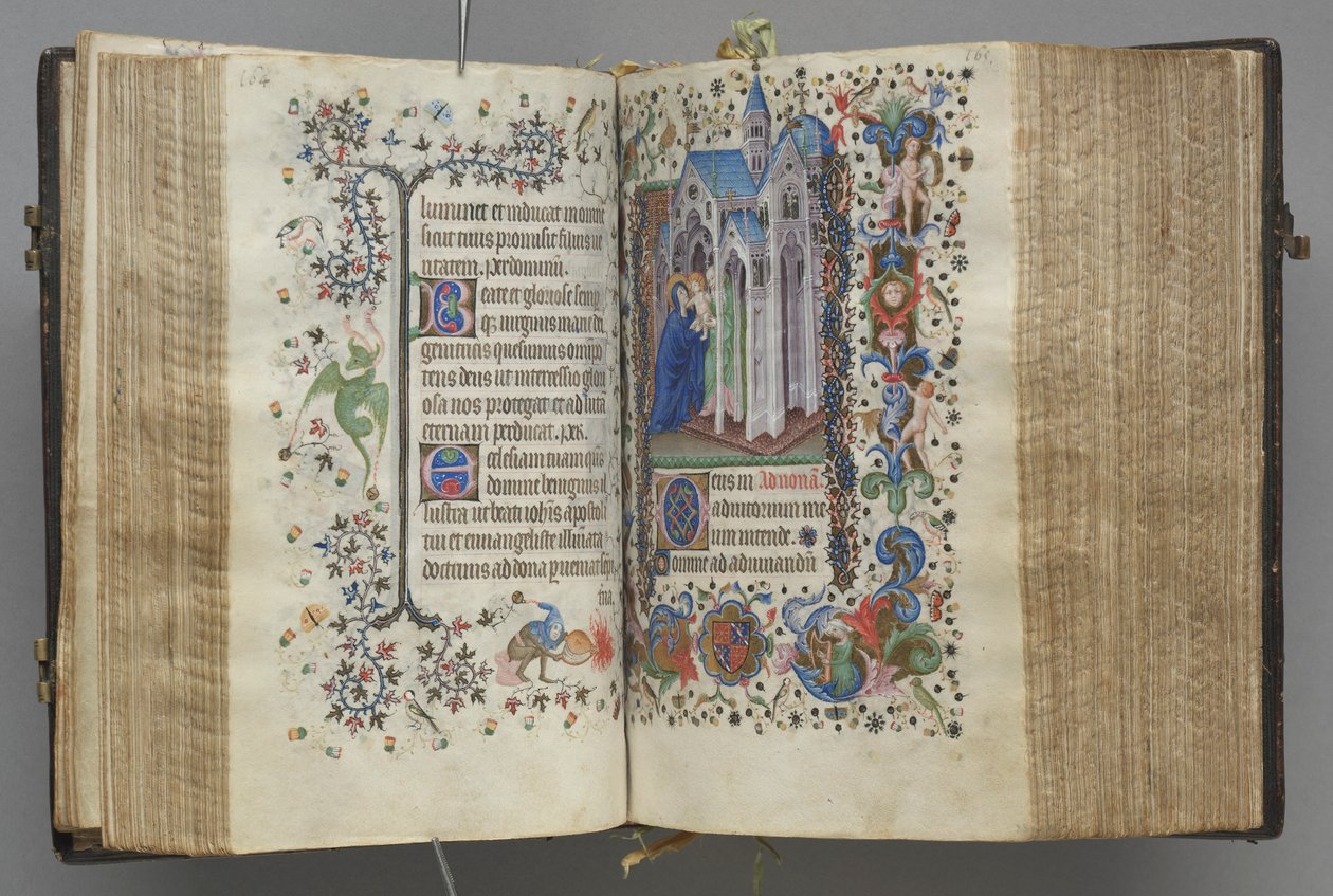 Timmar för Karl den ädle, kung av Navarra 1361-1425: fol. 82v, text, c. 1405. av Master of the Brussels Initials and Associates