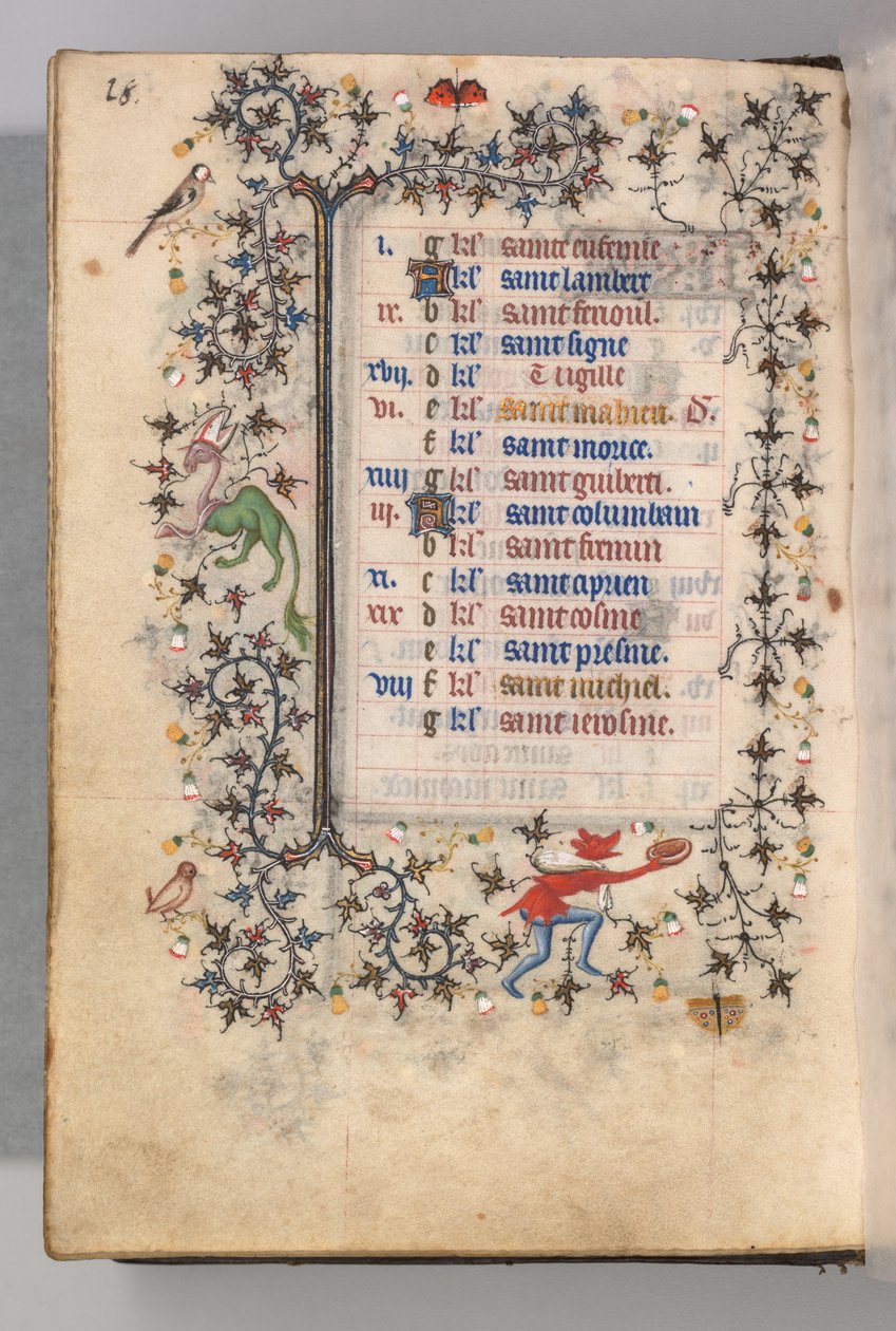 Timmar för Karl den ädle, kung av Navarra 1361-1425: fol. 9v, september, ca. 1405. av Master of the Brussels Initials and Associates