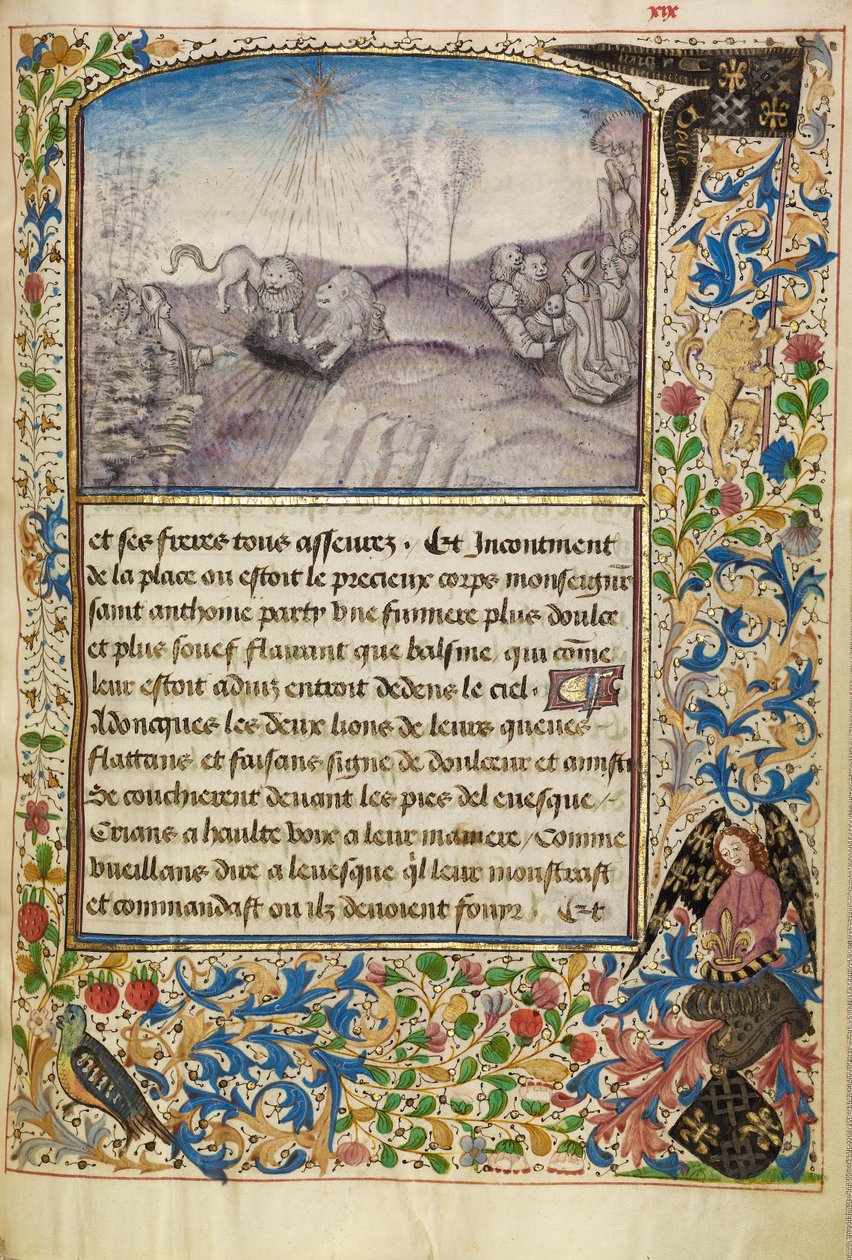 Biskop Theophilus hittar Sankt Antonius grav av Master of the Brussels Romuléon