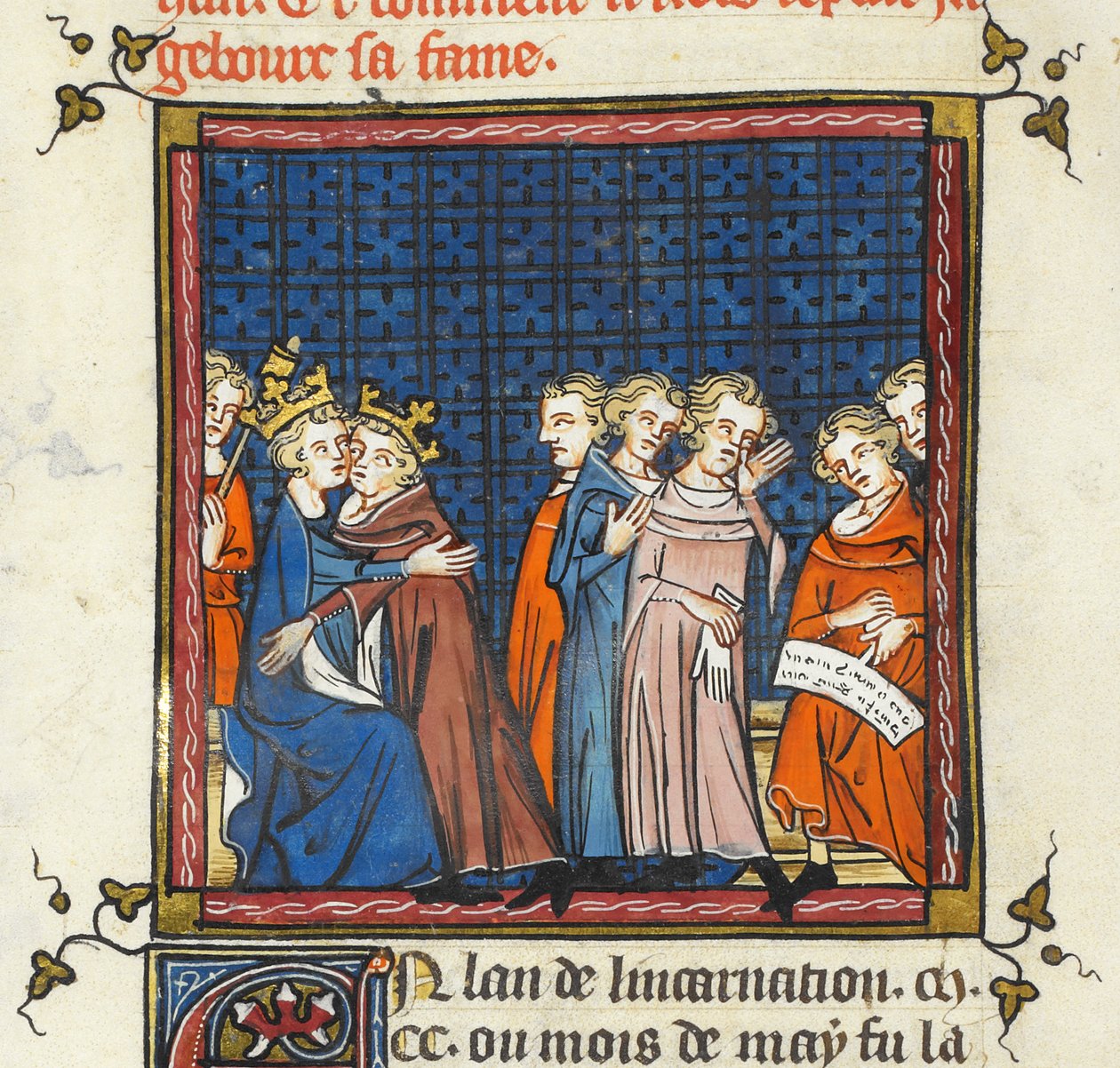 Philip Augustus och kung John av England sluter fred, illustration från 