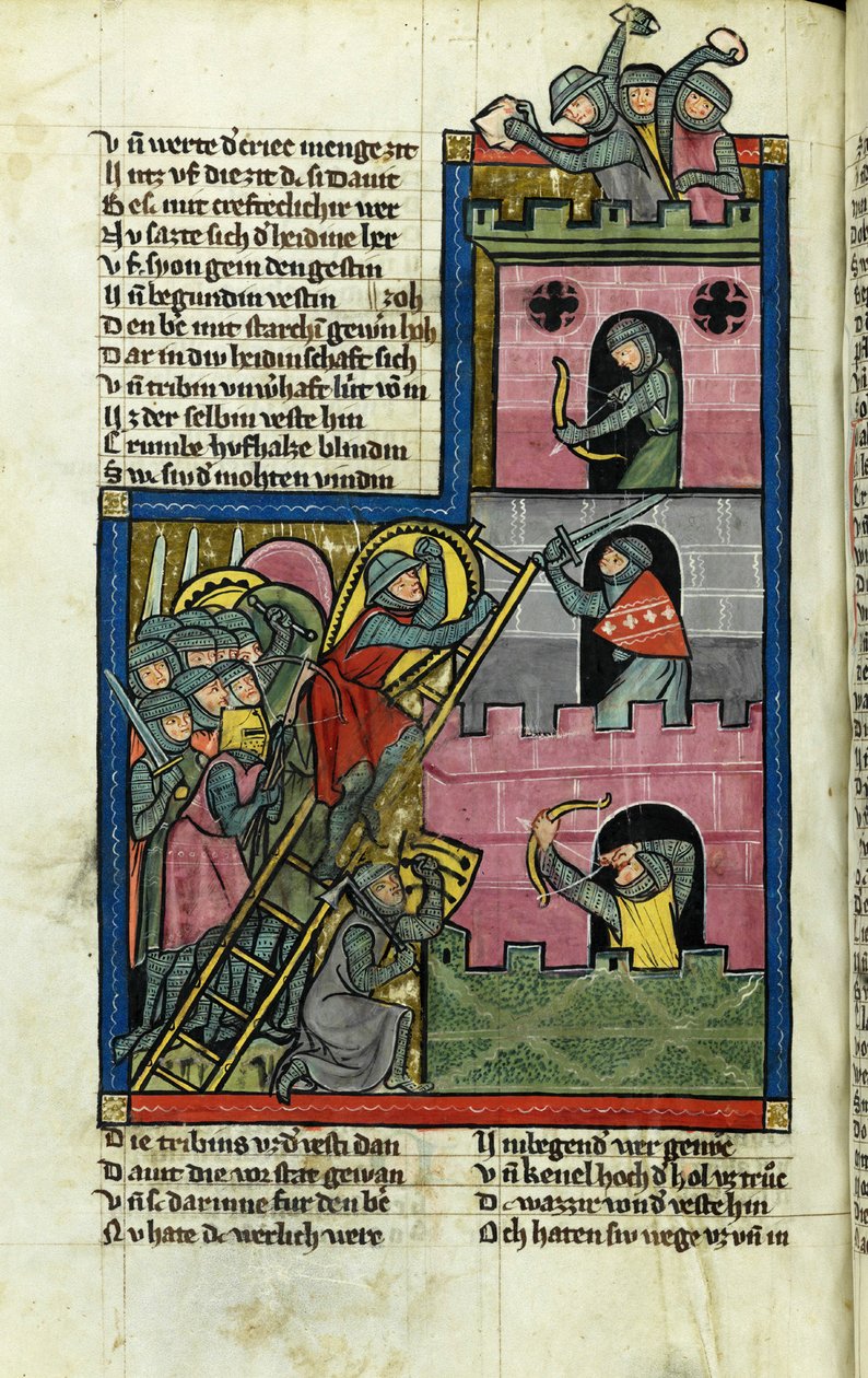 Att ta ett slott i Jerusalem Från världens krönika Weltchronik av Rudolf von Ems av Master of the Chronicle of the