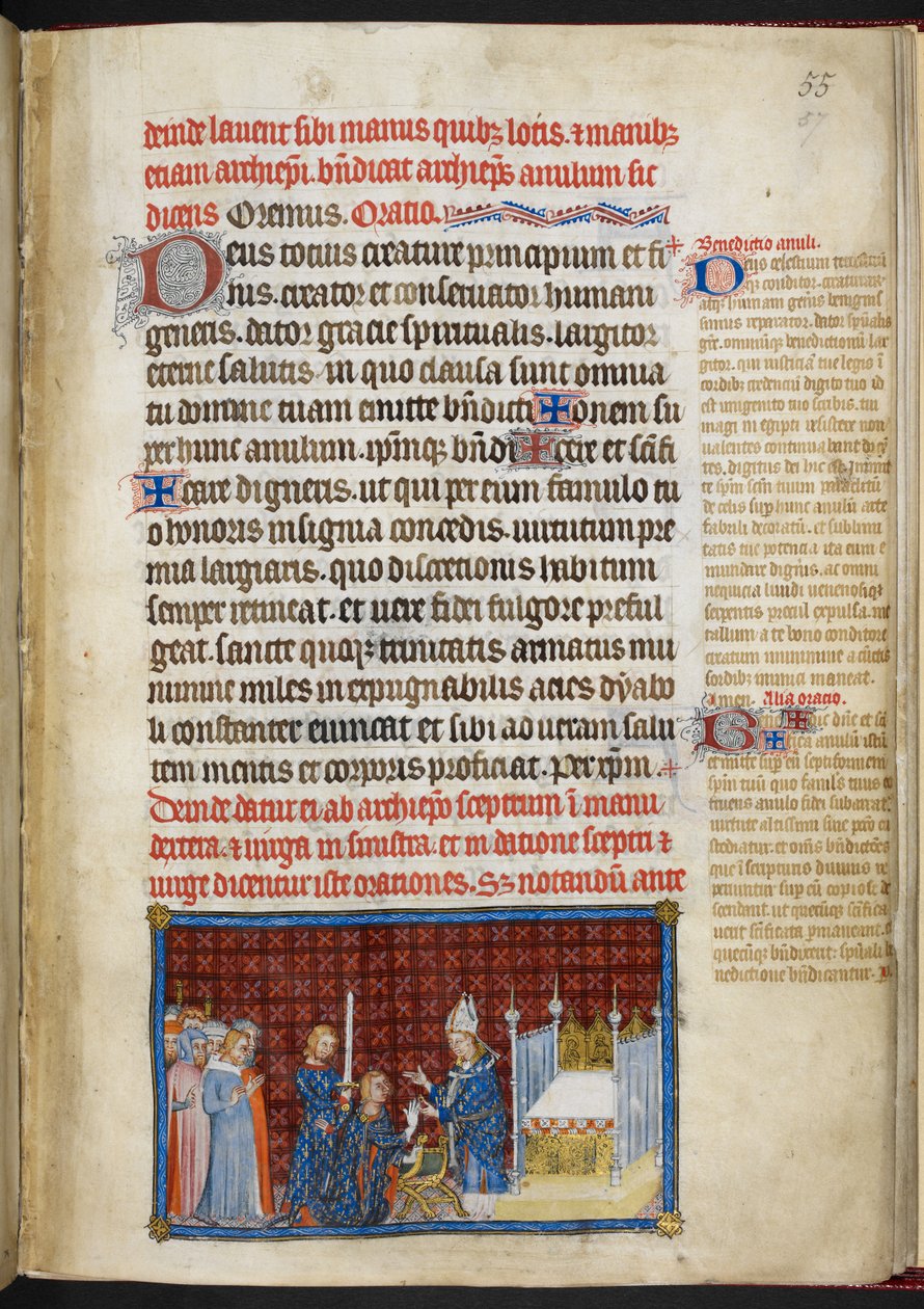 Cotton Tiberius B. VIII f.57r Kungen tar emot ringen 