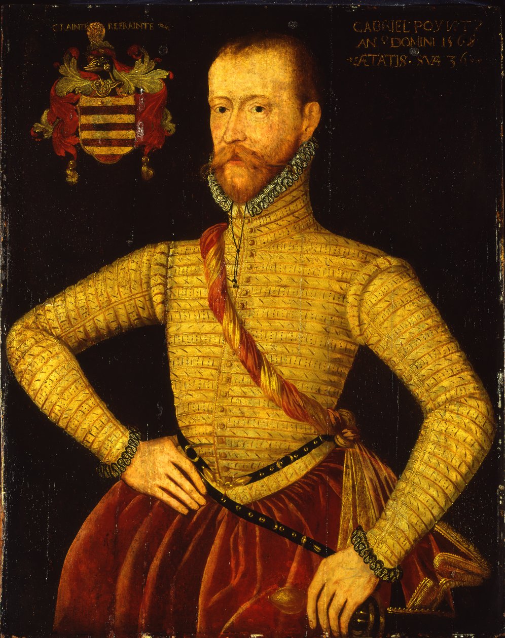 Porträtt av Sir Gabriel Poyntz, 36 år av Master of the Countess of Warwick