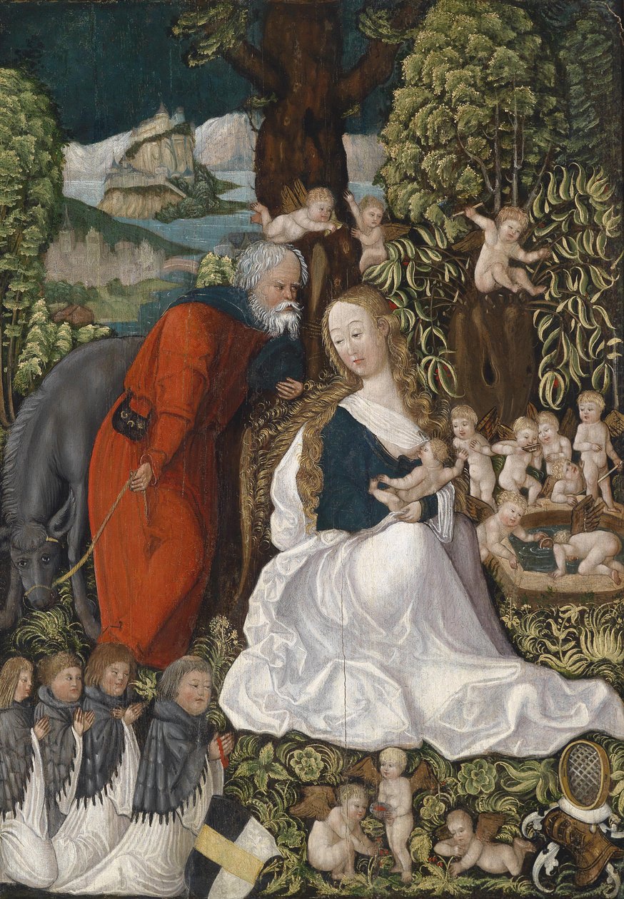 Resten på flykten till Egypten, ca. 1510 av Master of the Danube School