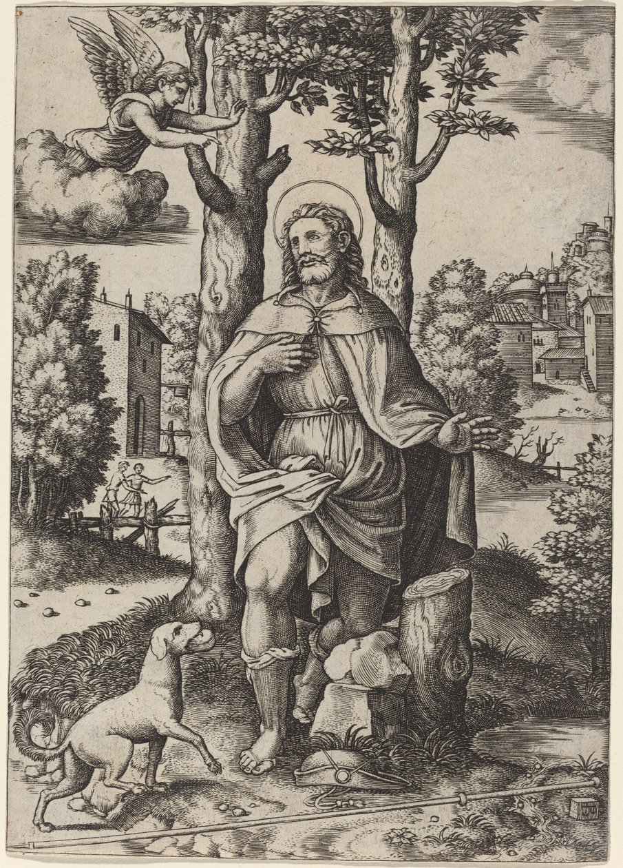 Saint-Roch av Master of the Die after Follower of Raphael