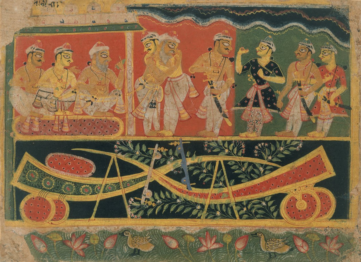 Nanda och Vasudeva: Sida från en Dispersed Bhagavata Purana..., ca. 1520-30. av Master of the Dispersed Bhagavata Purana.