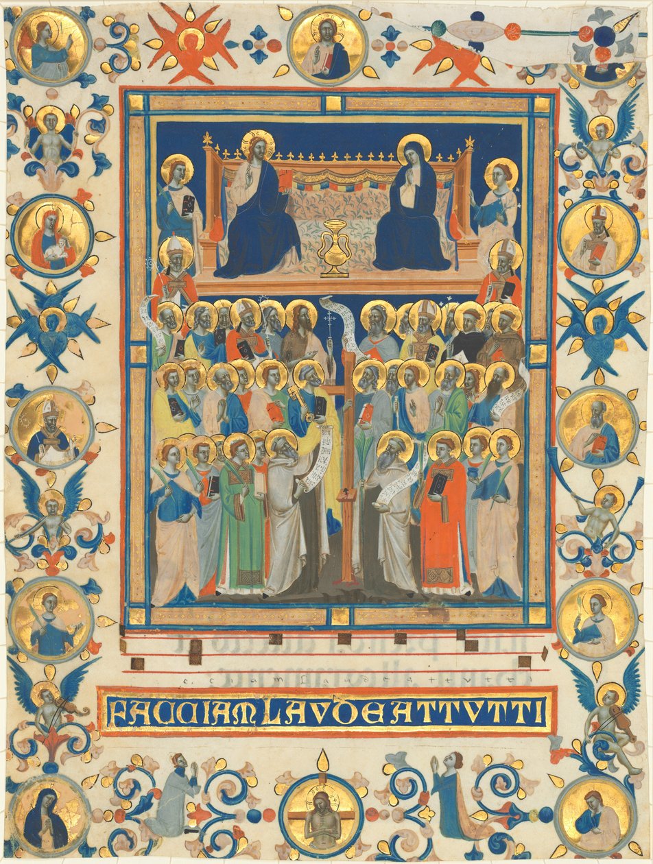 Kristus och jungfrun tronade med fyrtio heliga av Master of the Dominican Effigies