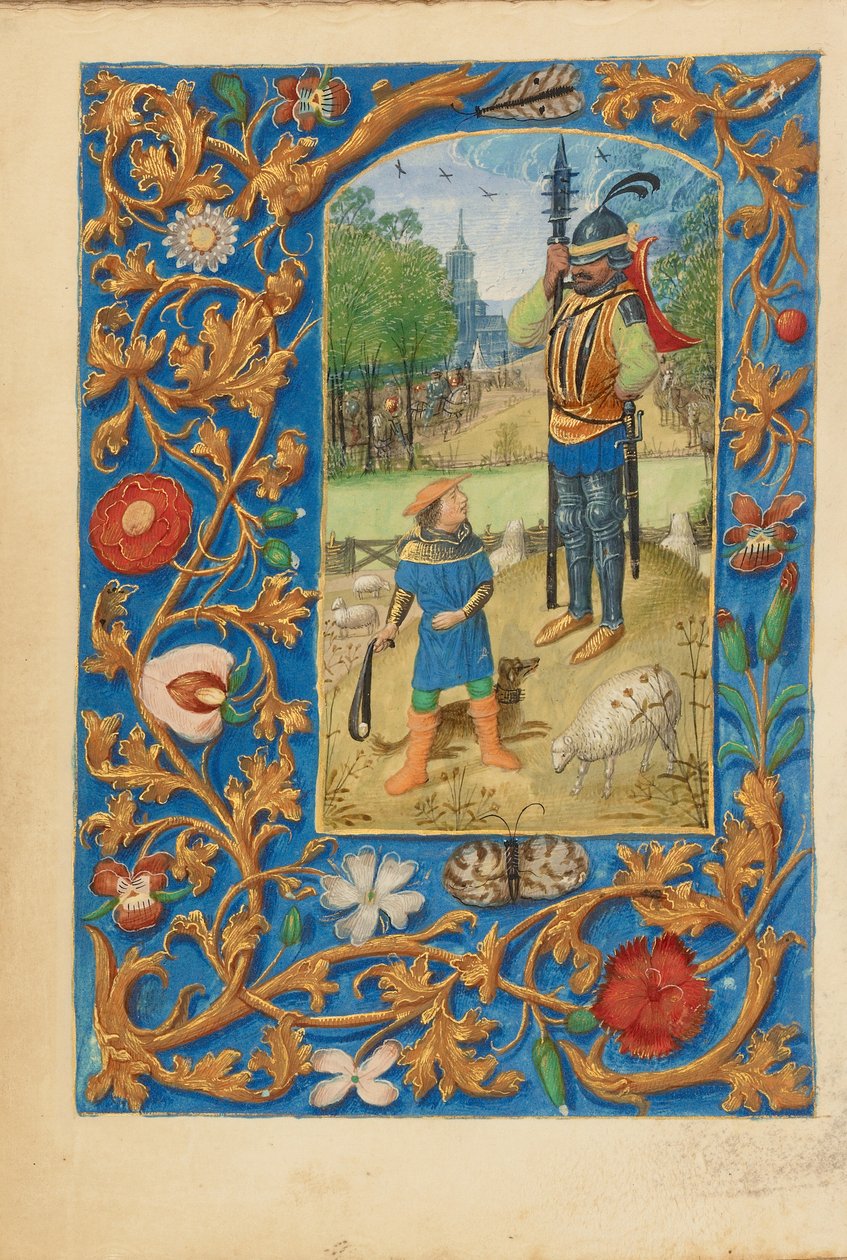David och Goliat, ca 1480-85 (temperafärger  guld) av Master of the Dresden Prayer Books