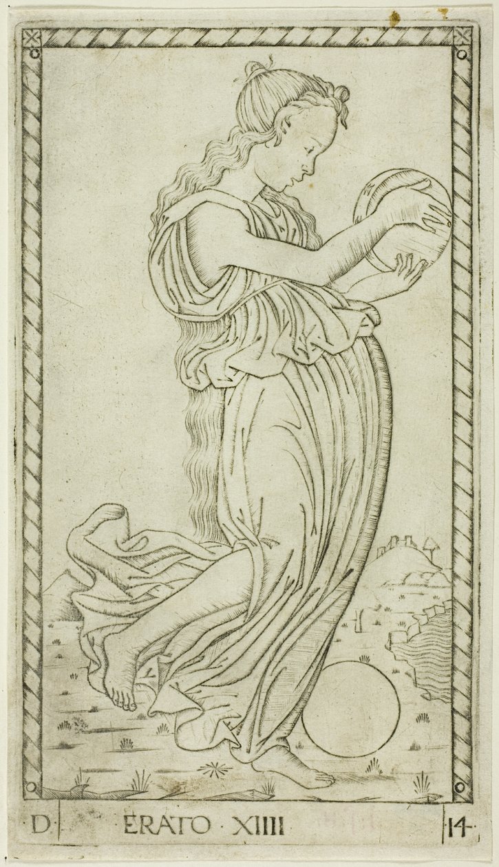 Erato, tallrik fjorton från Apollo and the Muses av Master of the E Series Tarocchi