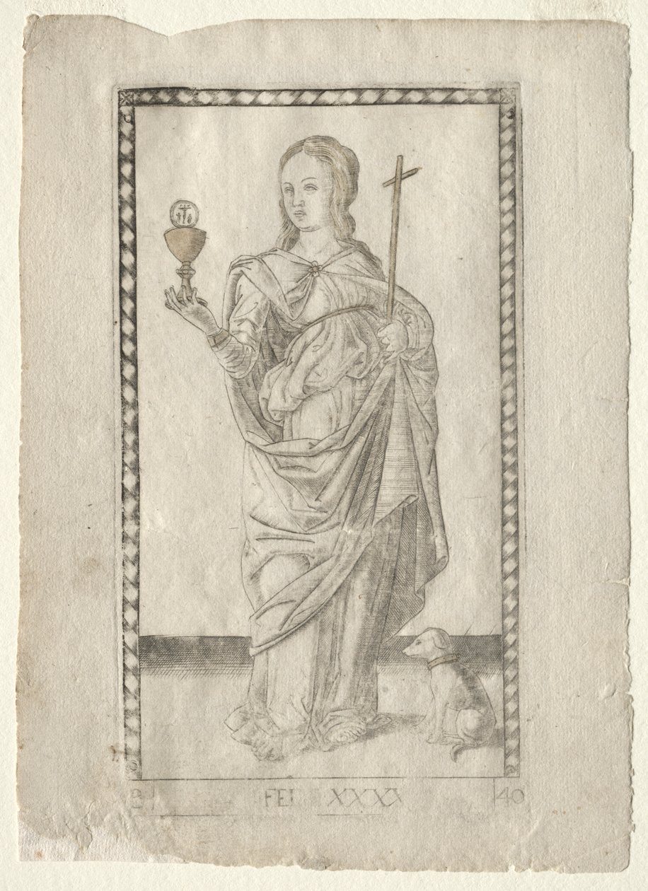 Faith from the Tarocchi, serie B: Cosmic Principles & Virtues, #40, före 1467. av Master of the E Series Tarocchi