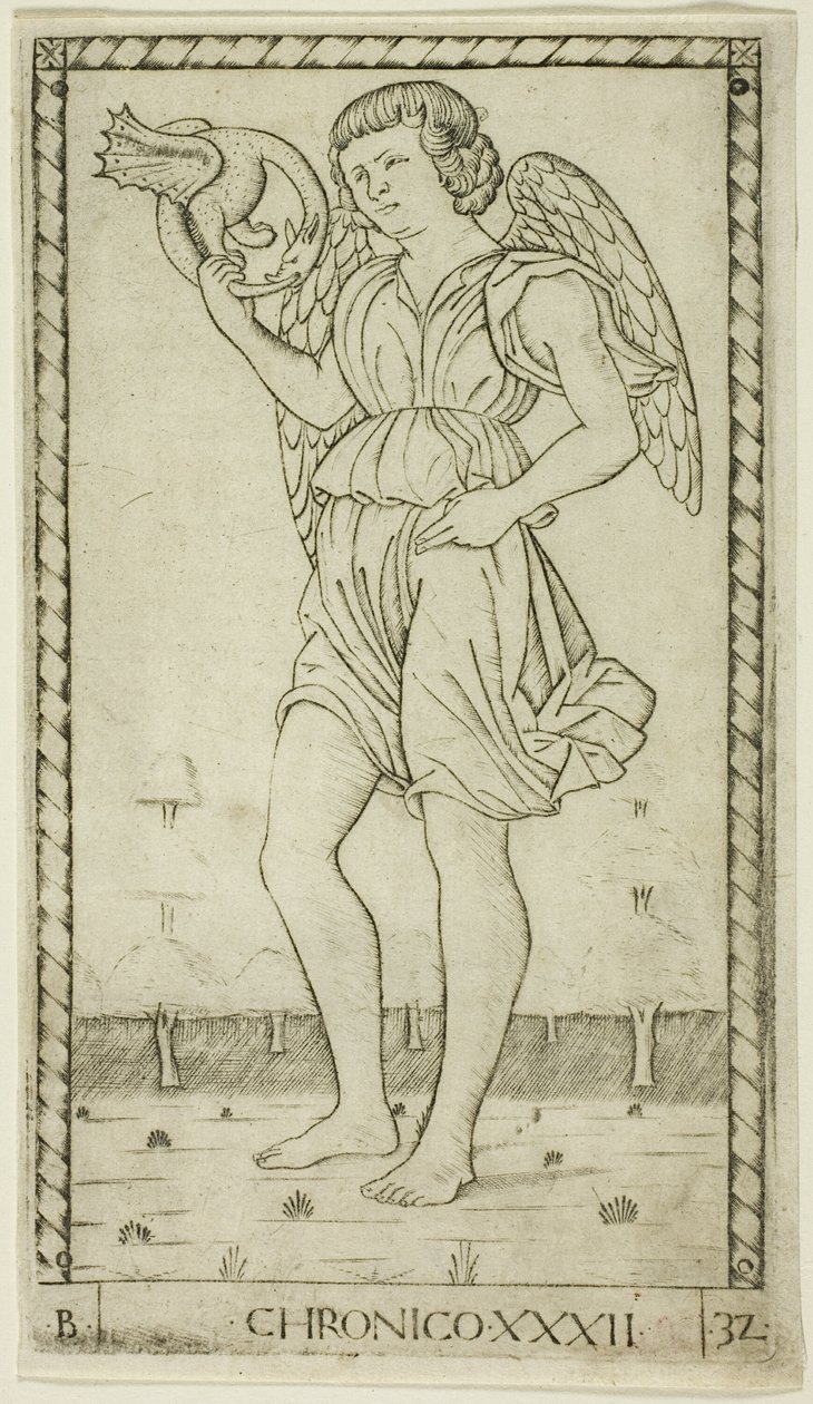 Genius of Time, skylt 32 från Genii and Virtues av Master of the E Series Tarocchi