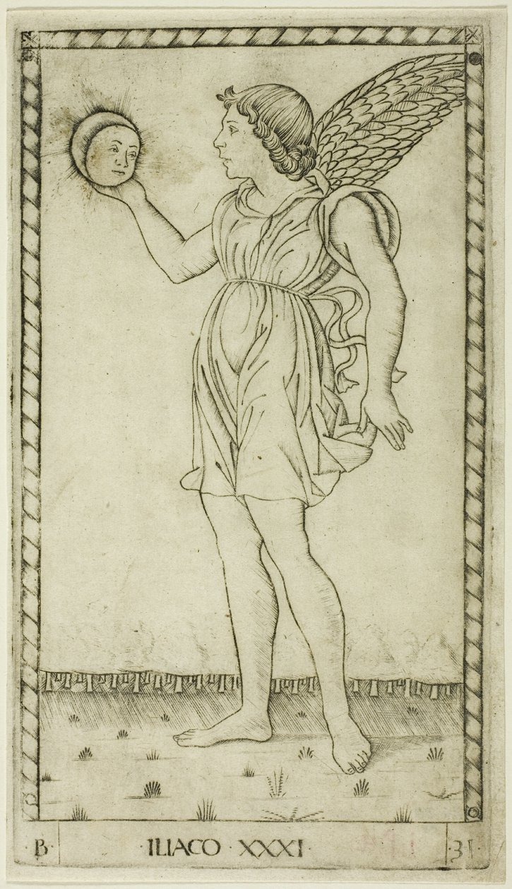 Genius of the Sun, plåt 31 från Genii and Virtues av Master of the E Series Tarocchi