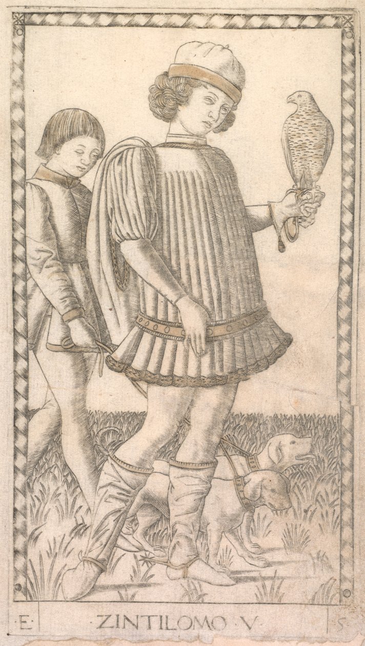 Gentleman från Tarocchi-serien E: Conditions of Man, #5, c. 1465. av Master of the E Series Tarocchi