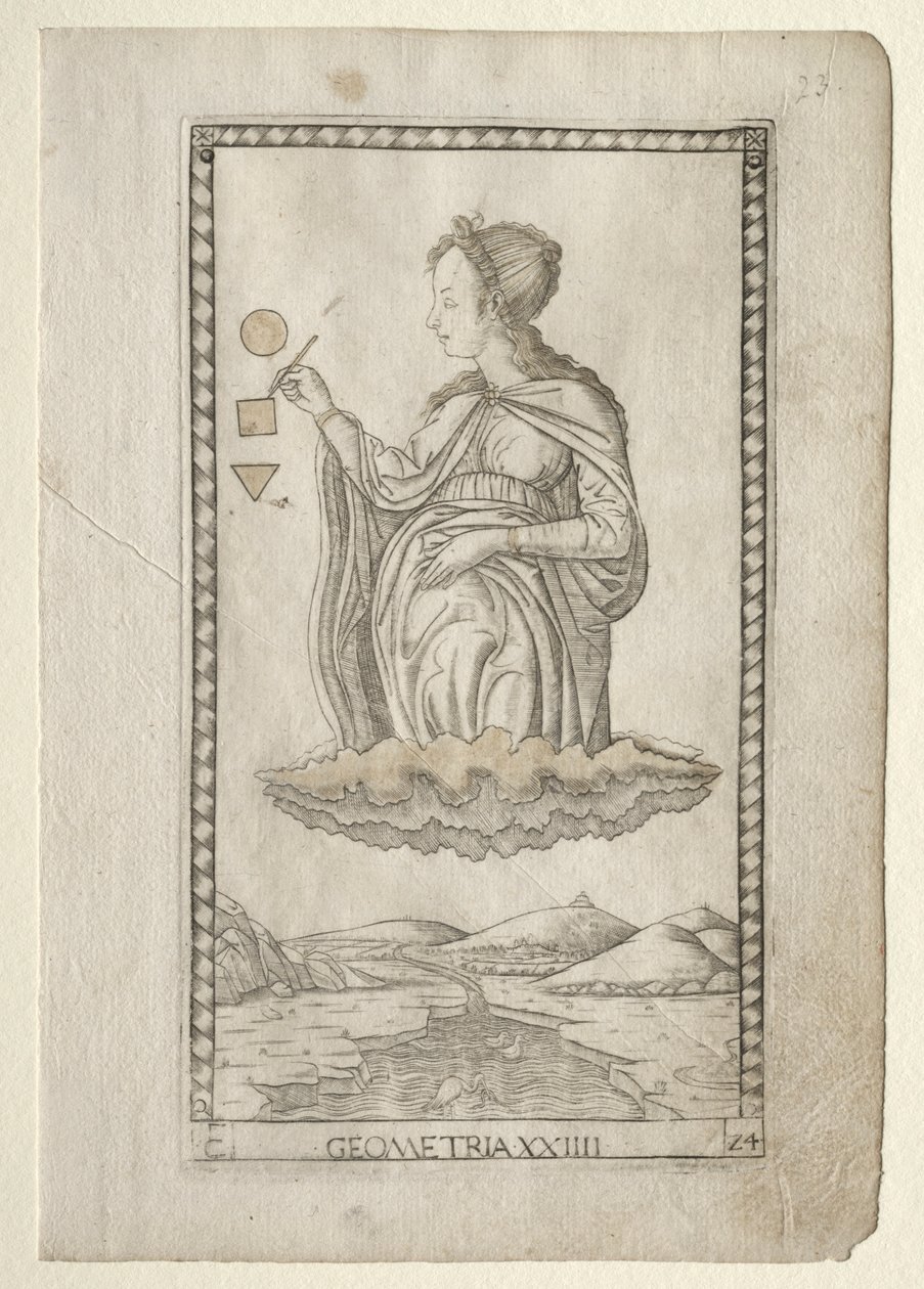 Geometri från Tarocchi, serie C: Liberal Arts, #24, före 1467. av Master of the E Series Tarocchi