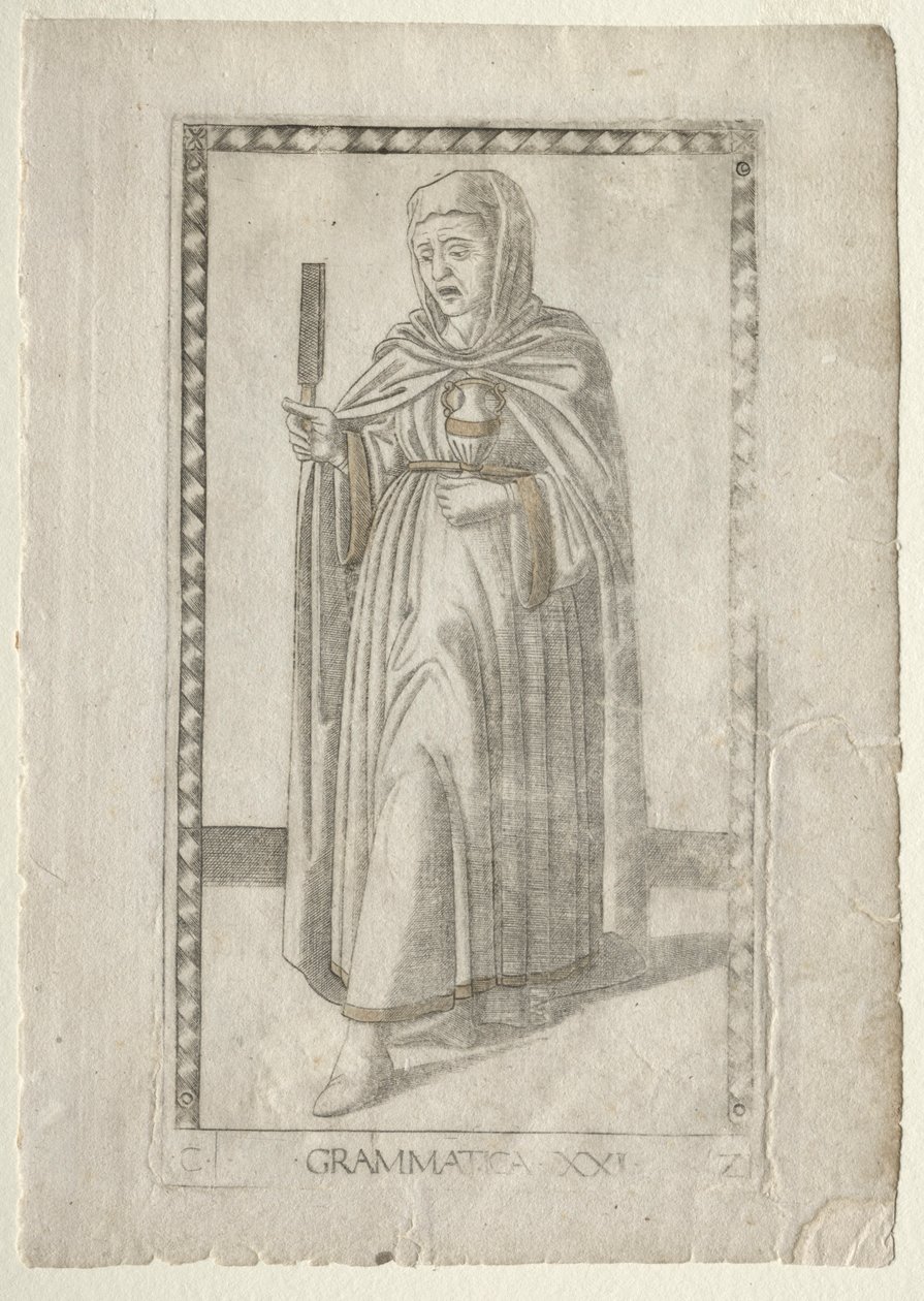 Grammatik från Tarocchi, serie C: Liberal Arts, #21, före 1467. av Master of the E Series Tarocchi