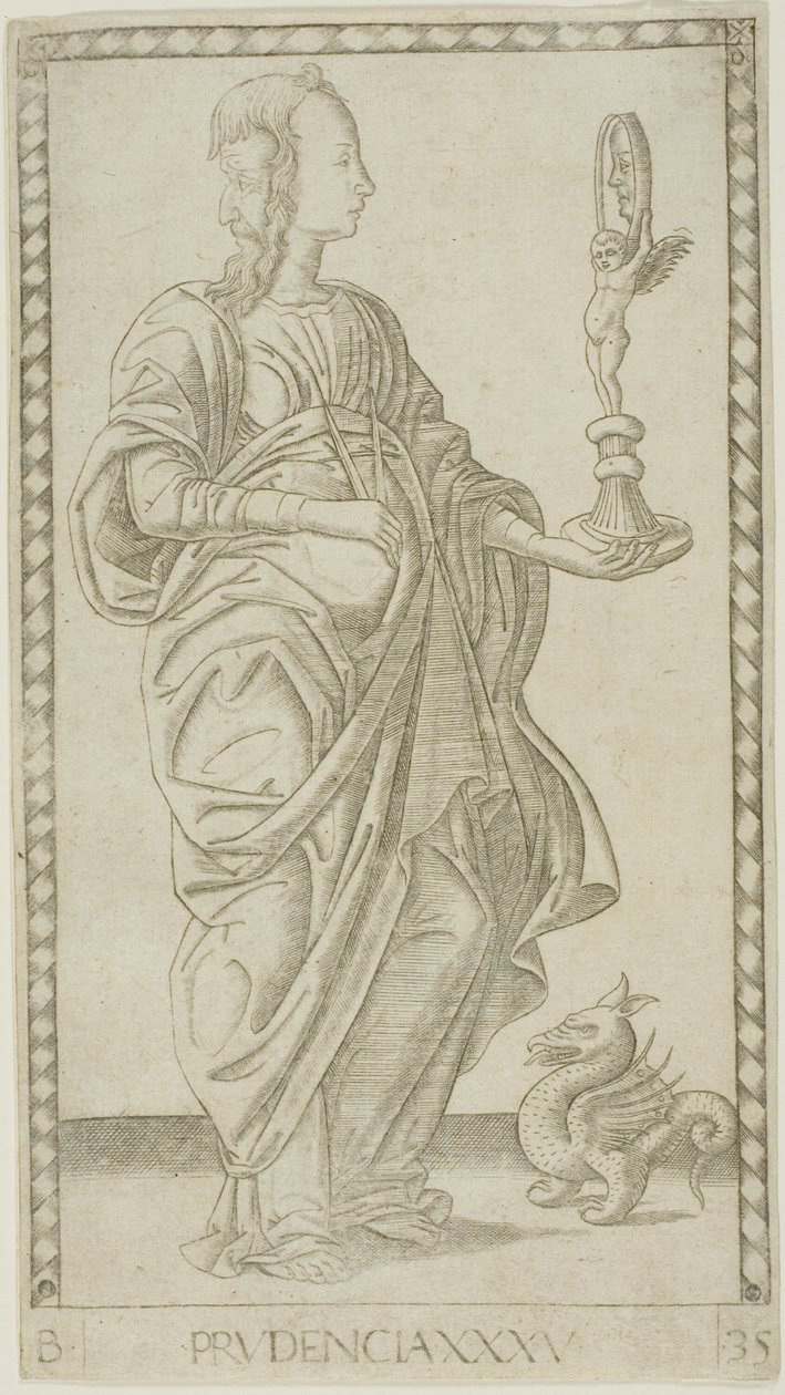 Prudence, tallrik 35 från Genii and Virtues av Master of the E Series Tarocchi