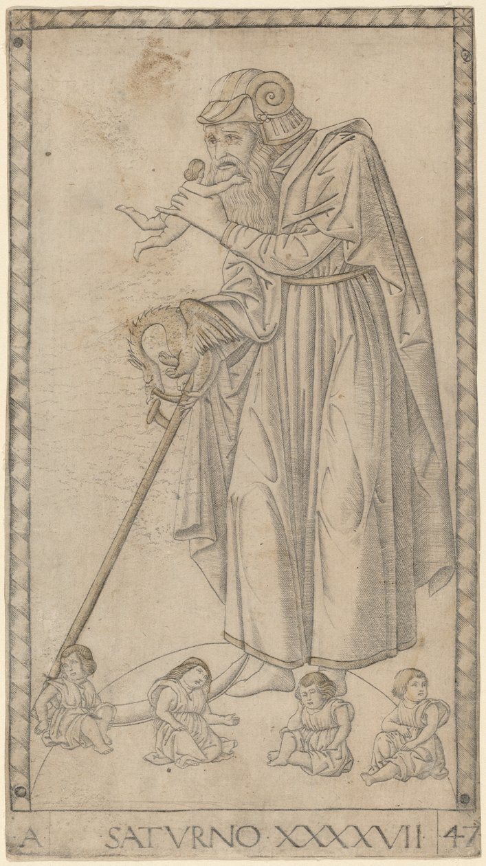 Saturno (Saturnus) av Master of the E Series Tarocchi