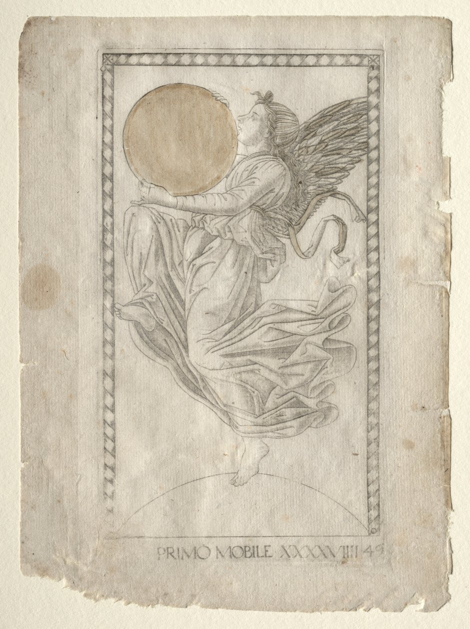 The Angel of the Ninth Sphere från Tarocchi, serie A..., före 1467. av Master of the E Series Tarocchi