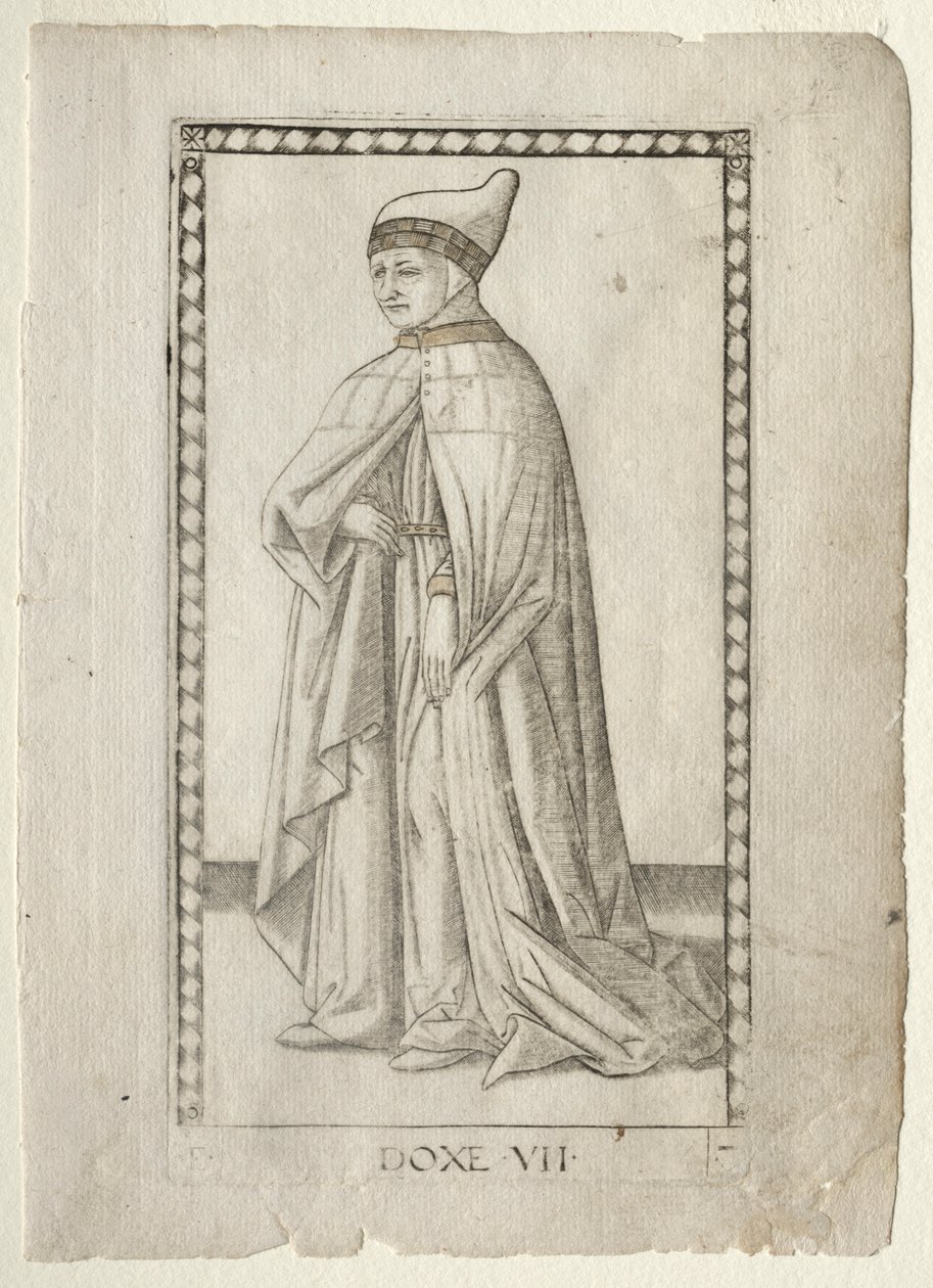 The Doge from the Tarocchi, serie E: Conditions of Man, #7 , före 1467. av Master of the E Series Tarocchi