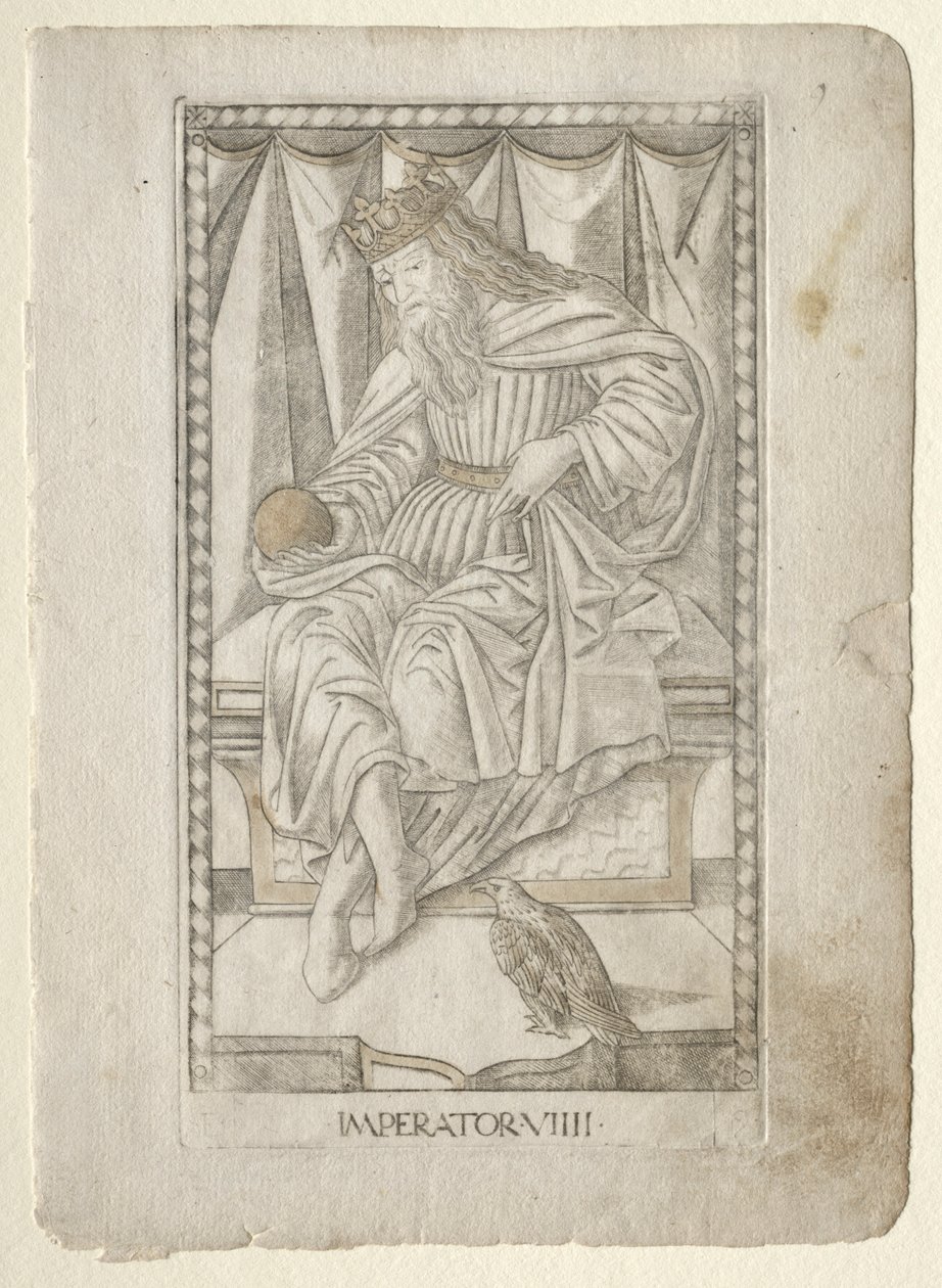 The Emperor from the Tarocchi, serie E: Conditions of Man, #9, före 1467. av Master of the E Series Tarocchi