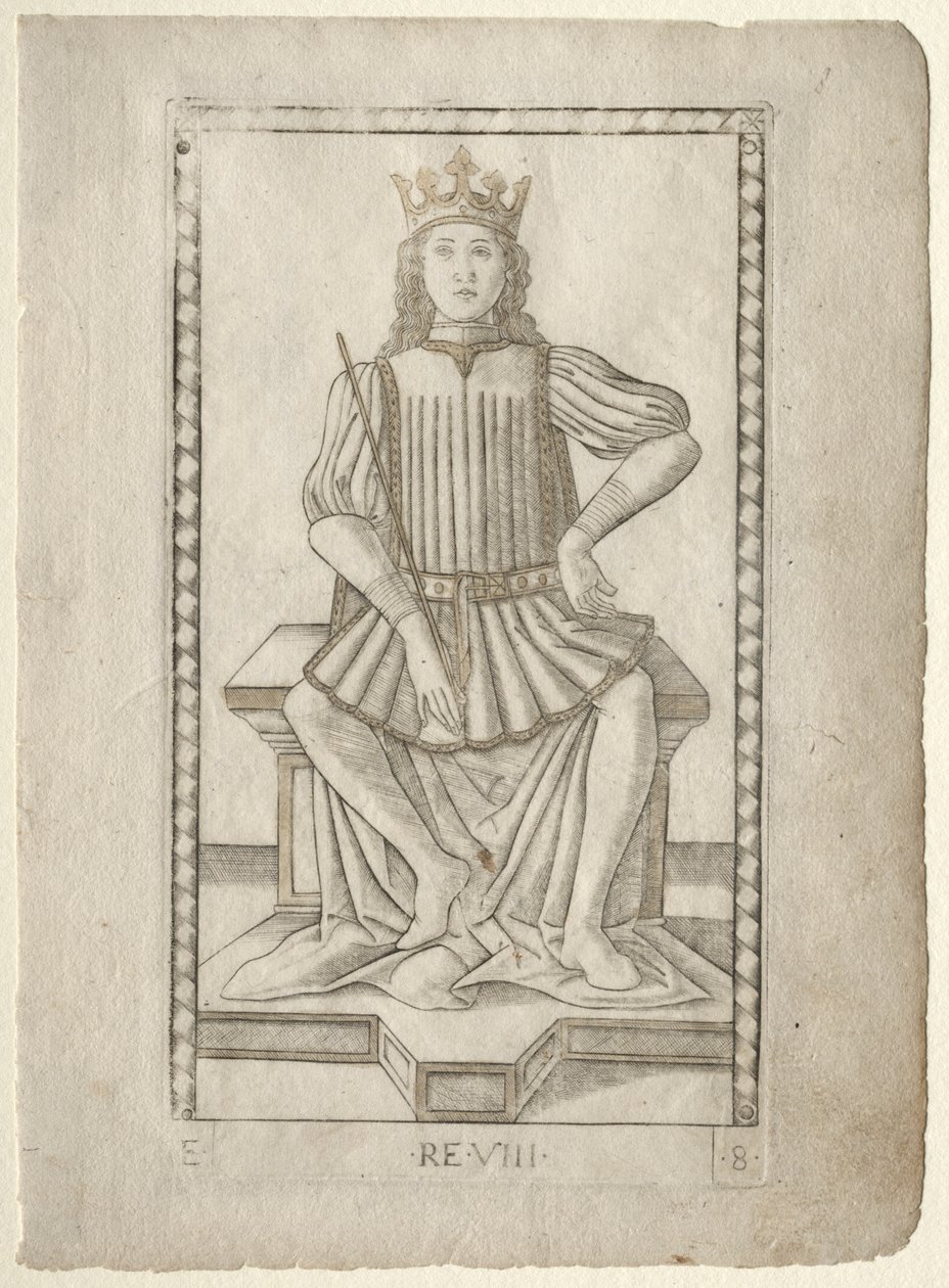 The King from the Tarocchi, serie E: Conditions of Man, #8, före 1467. av Master of the E Series Tarocchi