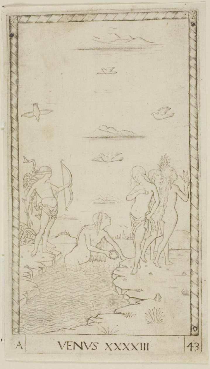Venus, plåt 43 från Planets and Spheres av Master of the E Series Tarocchi