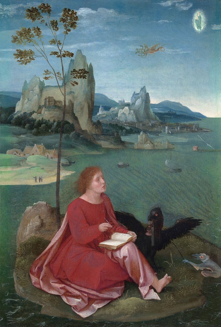 Sankt Johannes på Patmos av Master of the Female Half Lengths