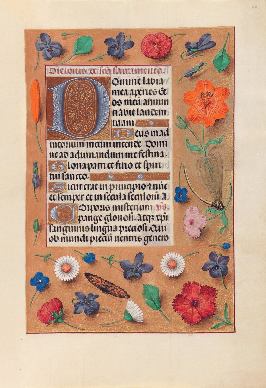 Öppettider för drottning Isabella den katolska, drottning av Spanien: Fol.44r, c. 1500. av Master of the First Prayerbook of Maximillian
