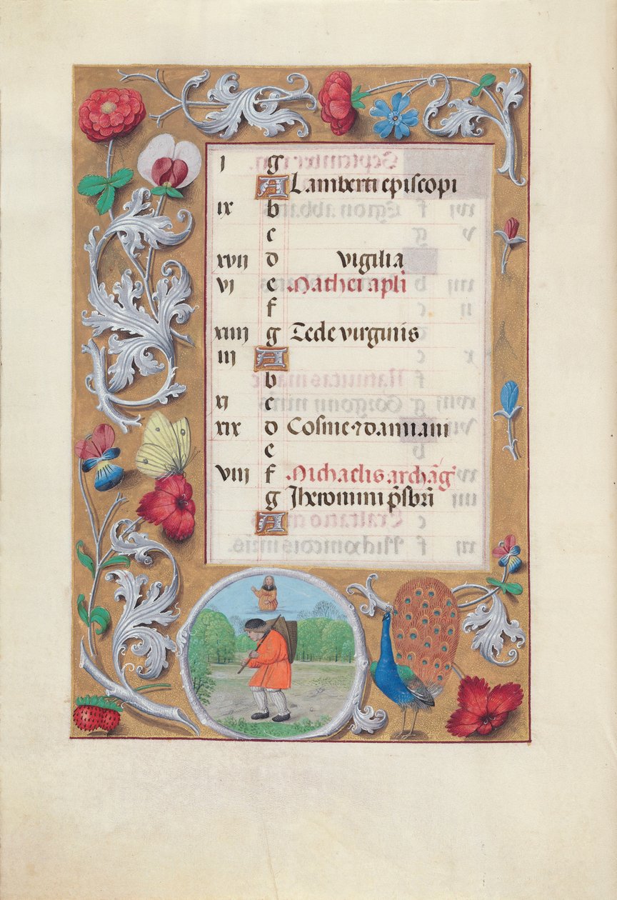Timmar av drottning Isabella den katolska, drottning av Spanien:  Fol. 10v, september av Master of the First Prayerbook of Maximillian