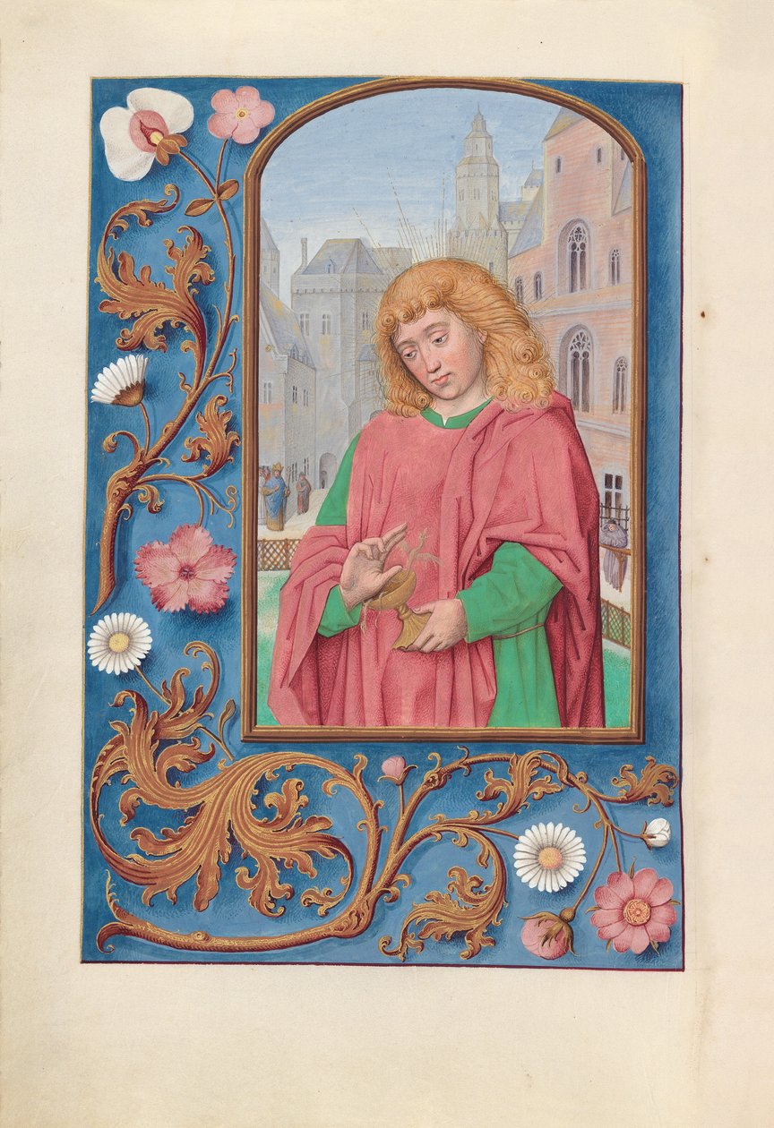 Hours of Queen Isabella the Catholic, Queen of Spain: Fol. 171, Johannes evangelisten, ca. 1500. av Master of the First Prayerbook of Maximillian