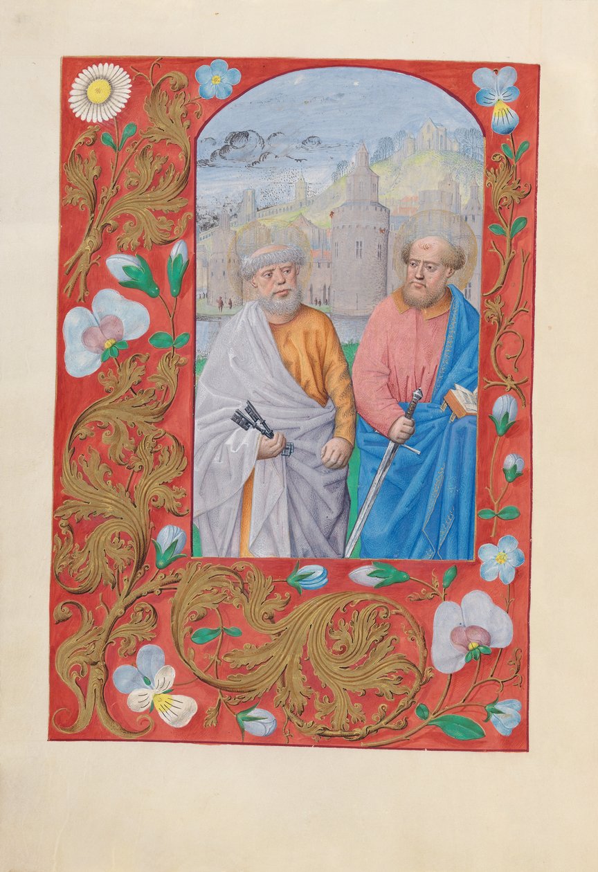 Hours of Queen Isabella the Catholic, Queen of Spain: Fol. 173v, Saints Peter & Paul, ca. 1500. av Master of the First Prayerbook of Maximillian