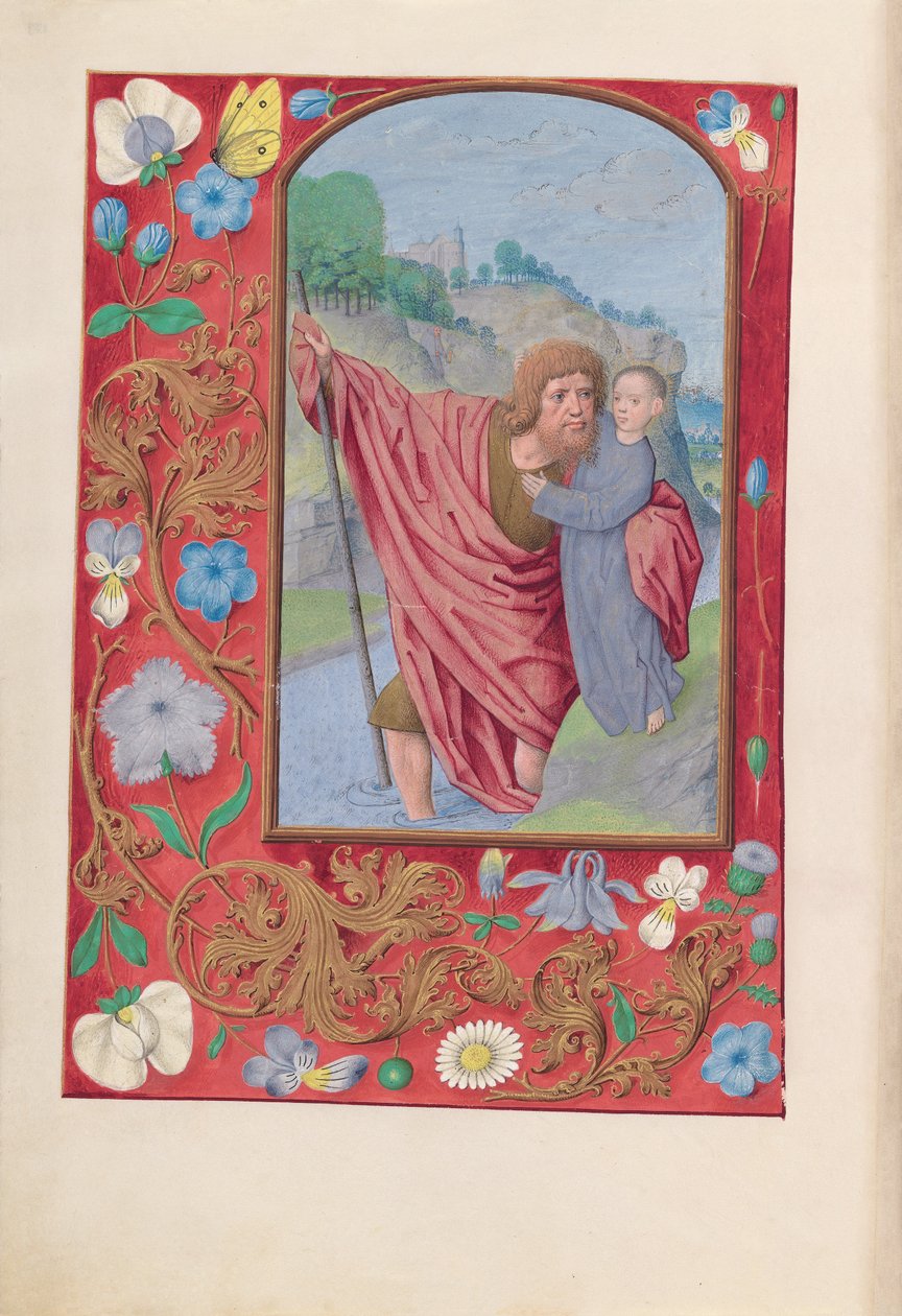 Timmar av drottning Isabella den katolska, drottning av Spanien:  Fol. 179v, Sankt Kristoffer av Master of the First Prayerbook of Maximillian