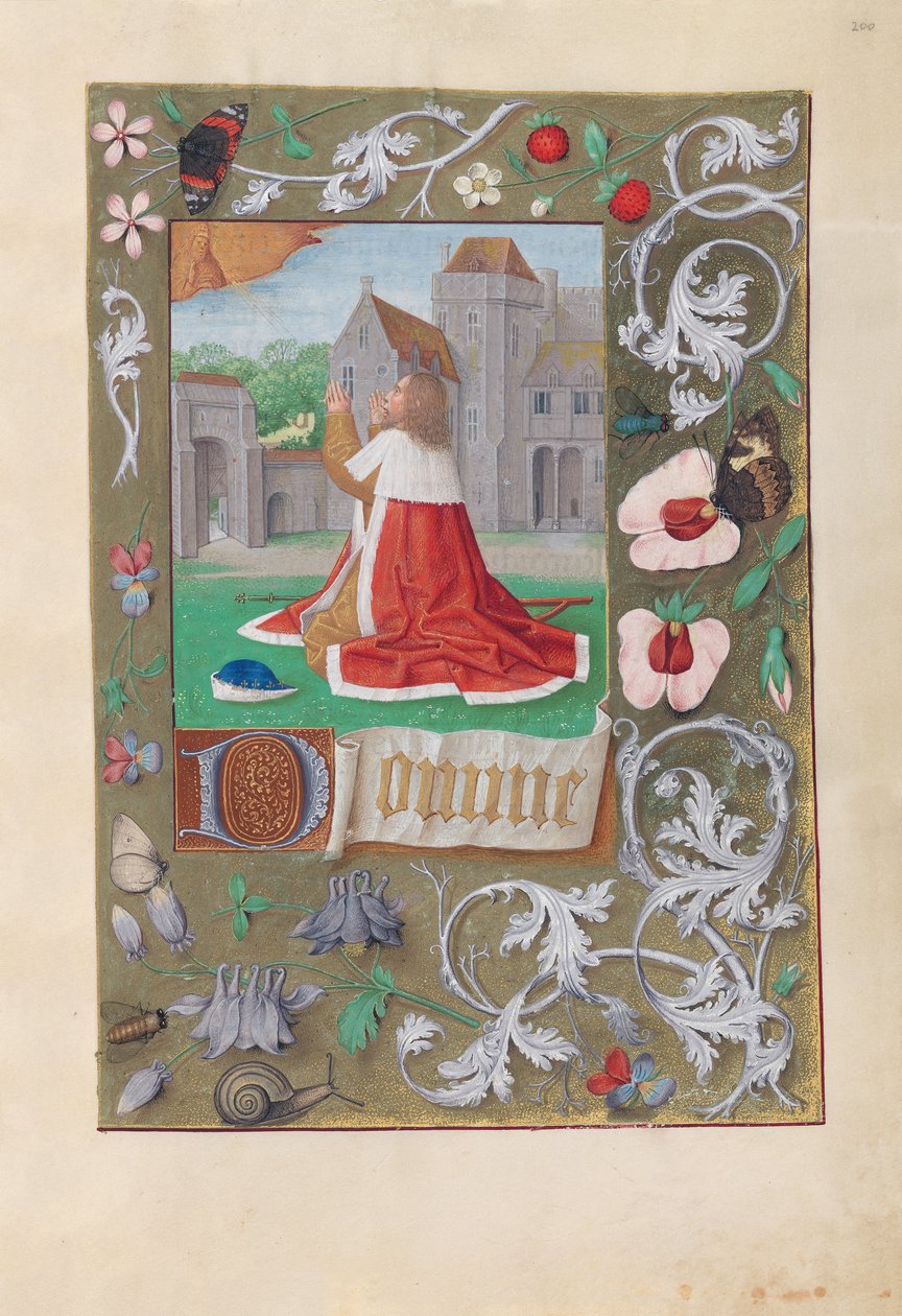 Hours of Queen Isabella the Catholic, Queen of Spain: Fol. 200r, David, ca. 1500. av Master of the First Prayerbook of Maximillian