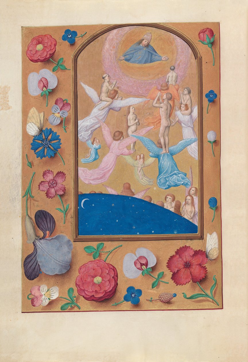 Hours of Queen Isabella the Catholic, Queen of Spain: Fol. 24v, De frälstas själar, ca. 1500. av Master of the First Prayerbook of Maximillian
