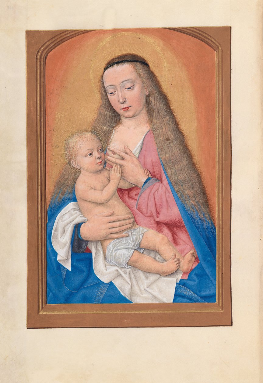 Hours of Queen Isabella the Catholic, Queen of Spain: Fol. 257v, Madonna och barn, ca. 1500. av Master of the First Prayerbook of Maximillian