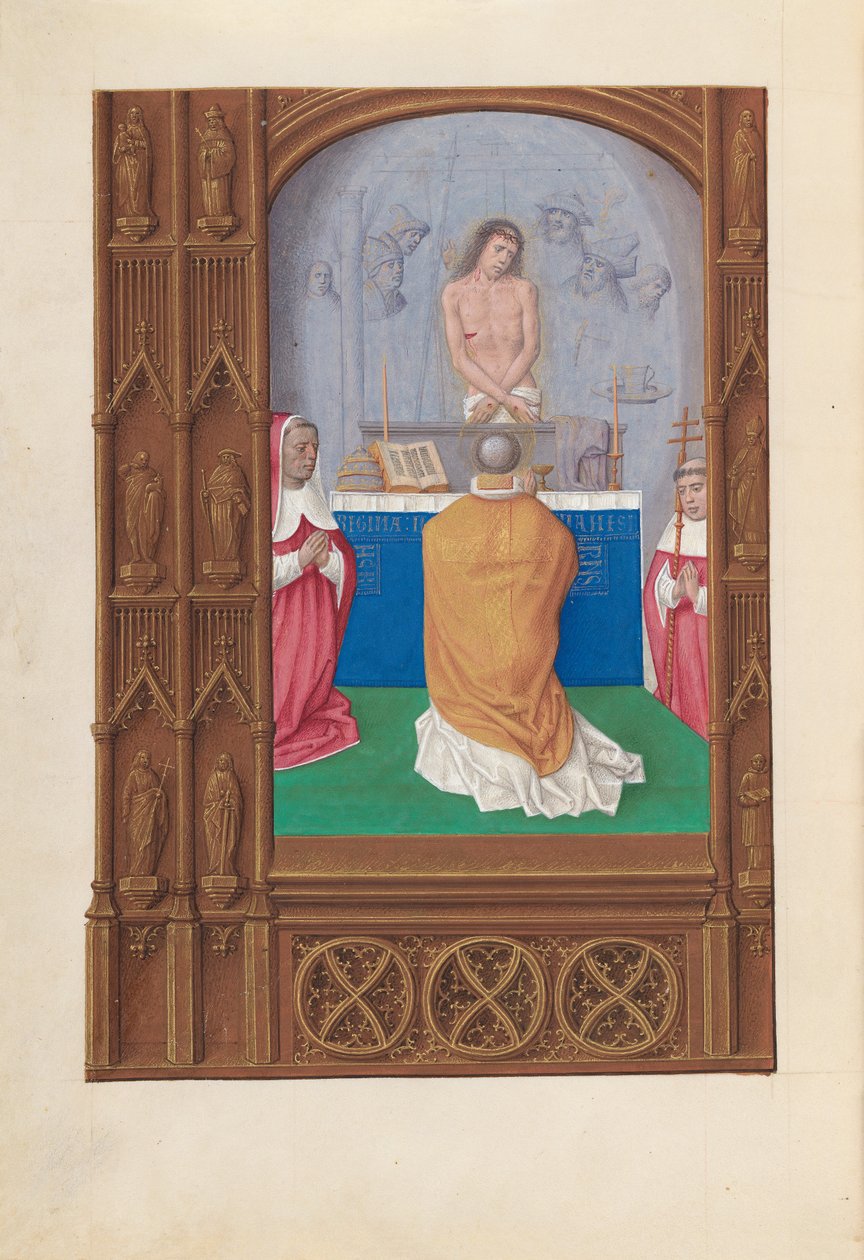 Timmar av drottning Isabella den katolska, drottning av Spanien:  Fol. 264v, mässa av St Gregory av Master of the First Prayerbook of Maximillian