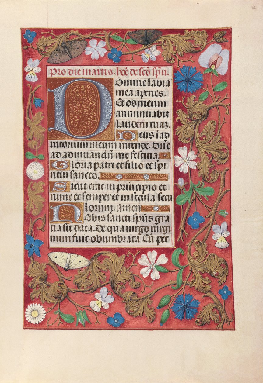 Timmar av drottning Isabella den katolska, drottning av Spanien:  Fol. 32r av Master of the First Prayerbook of Maximillian