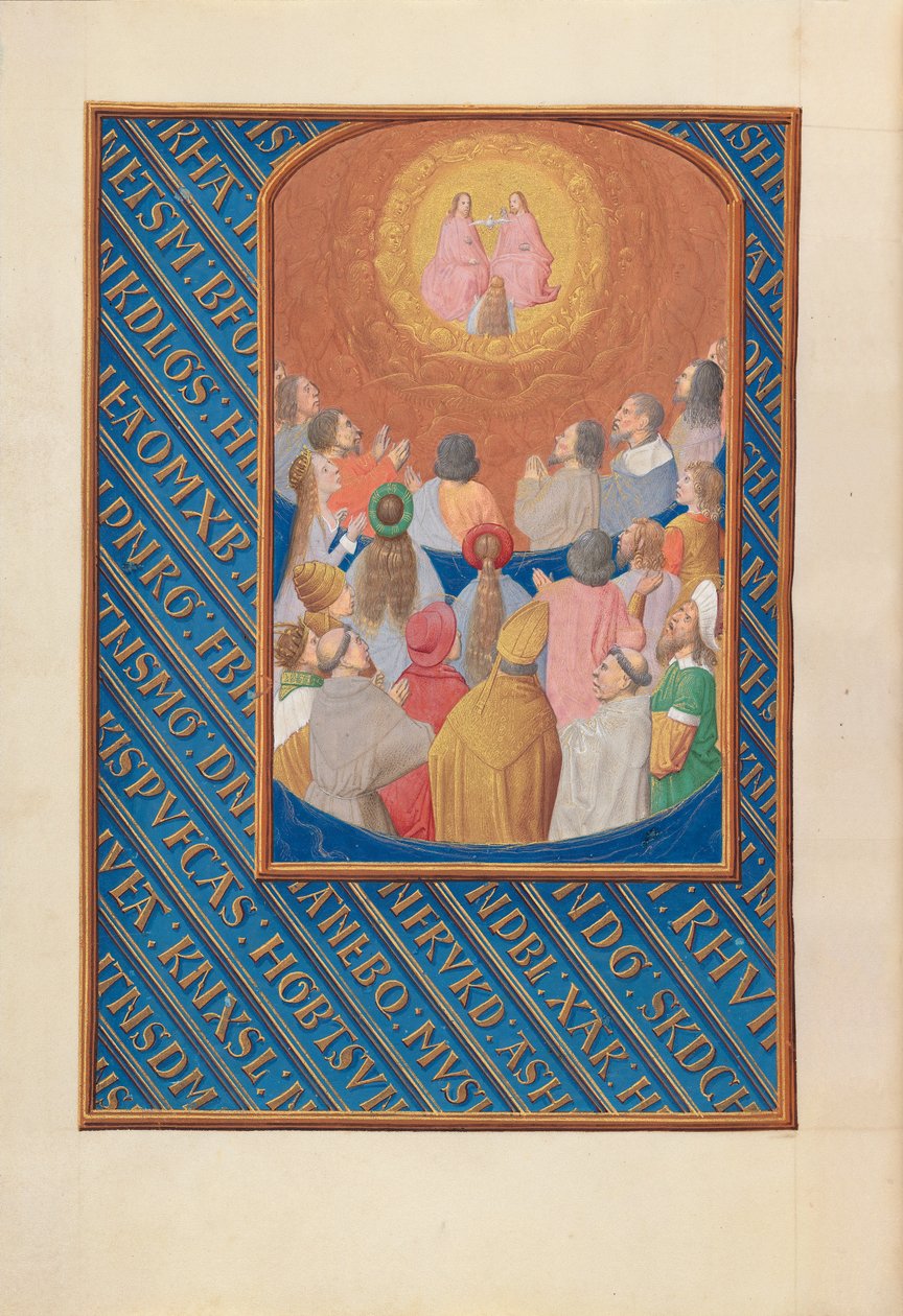 Hours of Queen Isabella the Catholic, Queen of Spain: Fol. 37v, Himlens domstol, c. 1500. av Master of the First Prayerbook of Maximillian