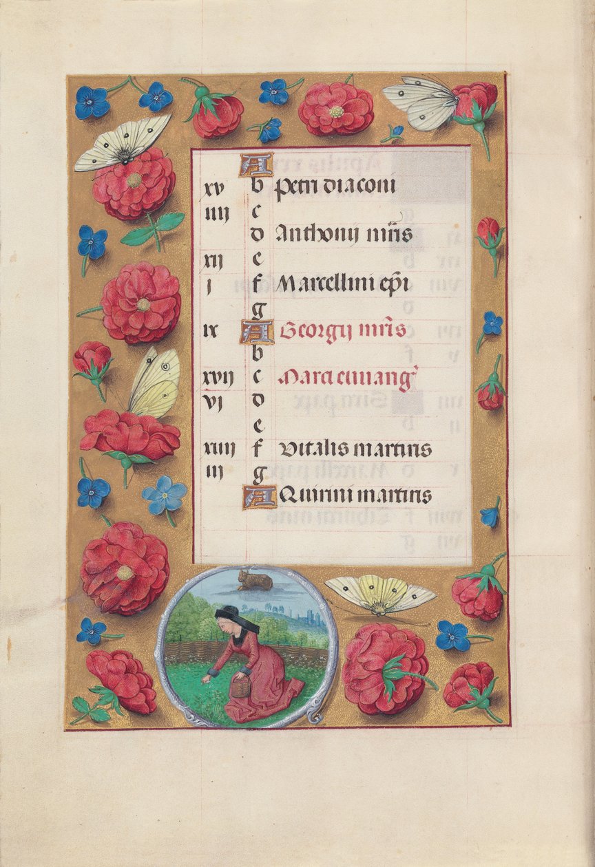 Timmar av drottning Isabella den katolska, drottning av Spanien:  Fol. 5v, april av Master of the First Prayerbook of Maximillian