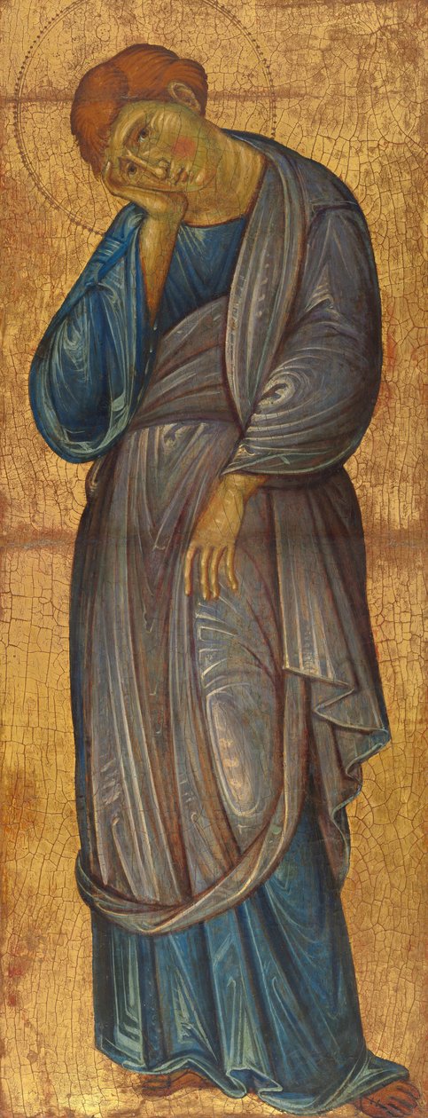 Den sörjande helige Johannes evangelisten av Master of the Franciscan Crucifixes
