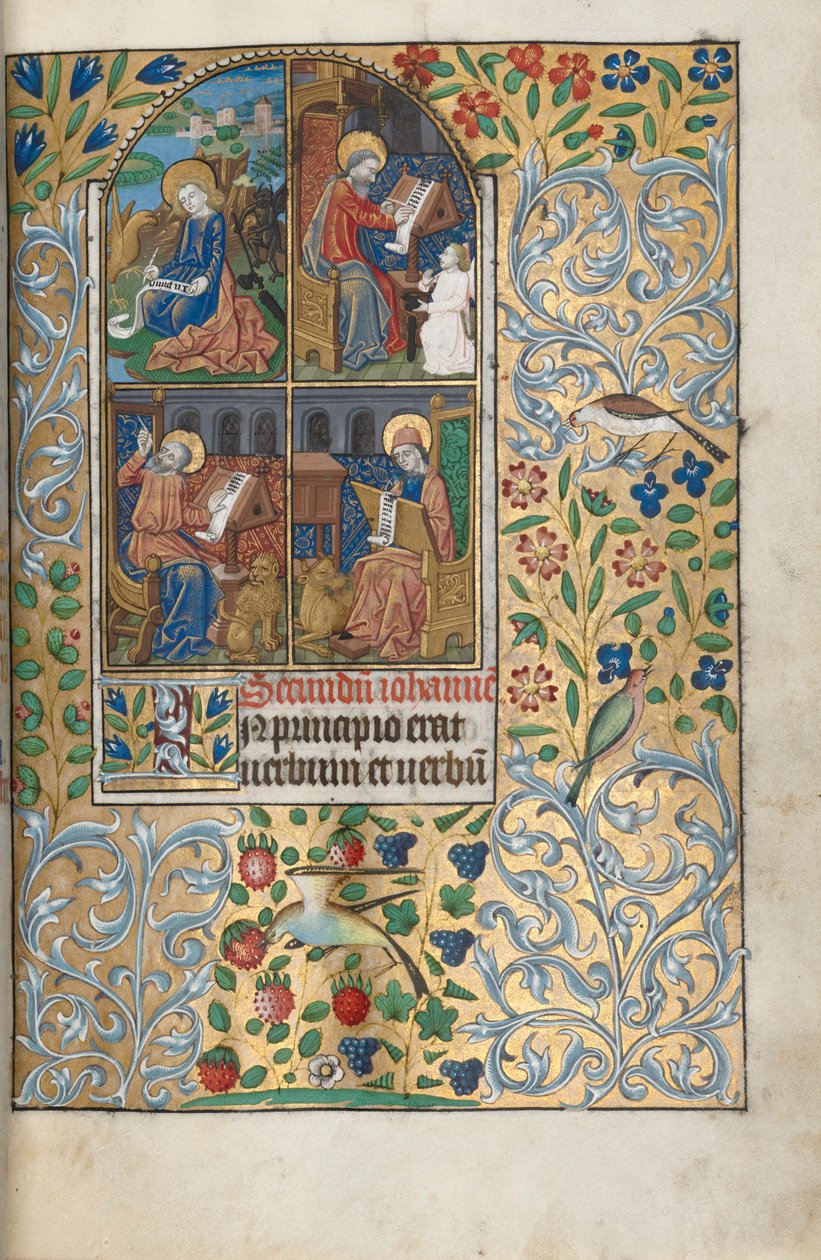 Timbok (Rouens bruk): fol. 13r, De fyra evangelisterna av Master of the Geneva Latini