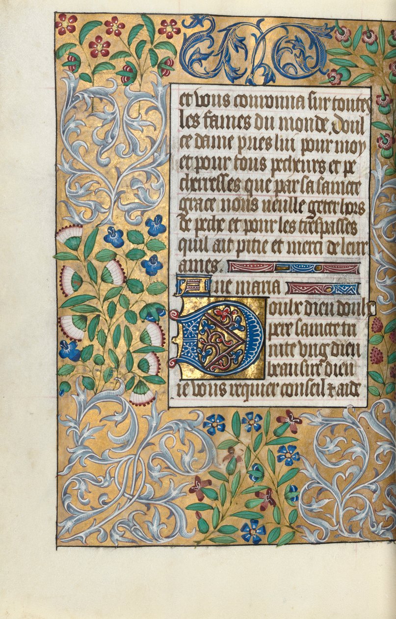 Tidsbok Användning av Rouen: fol. 151v, Utvecklad kant av lövverk, ca. 1470. av Master of the Geneva Latini